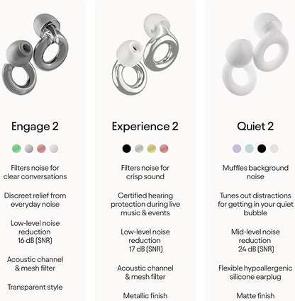 Loop Engage 2 Ear Plugs – Everyday Noise Relief with Clear Speech for Social Gatherings, Work, Conversation, Parenting & Noise Sensitivity – 16 dB Noise Reduction Earplugs