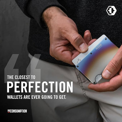 Ridge Wallet for Men - Slim Minimalist Compact Wallet and Card Holder, RFID Protected Front Pocket Wallets for Men with Integrated Cash Strap (Burnt Titanium)
