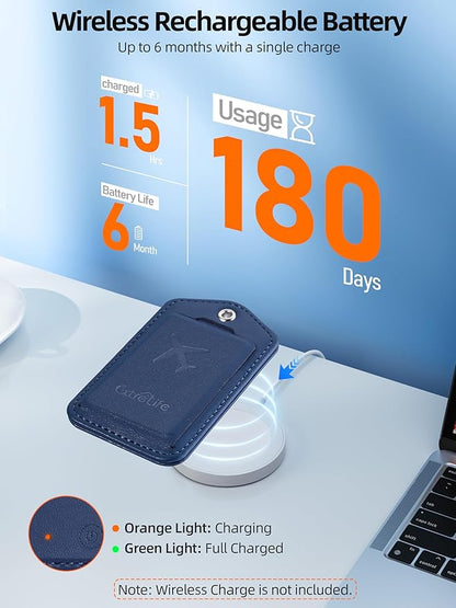 Luggage Tags, Works with Apple Find My, Leather Luggage Tag for Suitcases, Travel Tags, Bag Tag for Backpacks, Suitcase Tag with Privacy Flap, Anti-Lost Luggage Tracker, Travel Essentials, Navy Blue