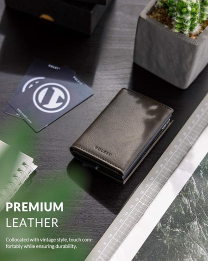 VULKIT Pop up Wallet Minimalist Cash Wallets RFID Blocking Leather Smart Credit Card Holder with Magnetic Closure for Men