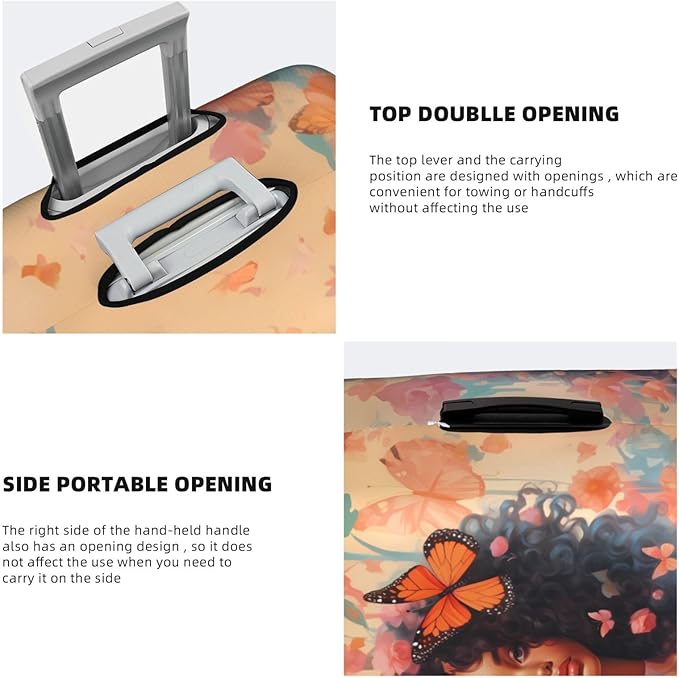 Suitcase Cover - TSA Approved, Washable, Anti-Scratch - Medium, African American Woman, Black