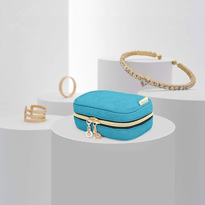 Teamoy Mini Jewelry Travel Case, Storage Organizer Bag for Earrings, Necklace, Rings, Teal