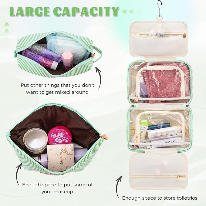 Tween Girls Trendy Stuff - Birthday, Graduation, Mother's Day, Bridesmaid Gifts for Women,Teachers,Sisters - Initial Toiletry Bag Makeup Bag Cosmetic Travel Bag - Green R