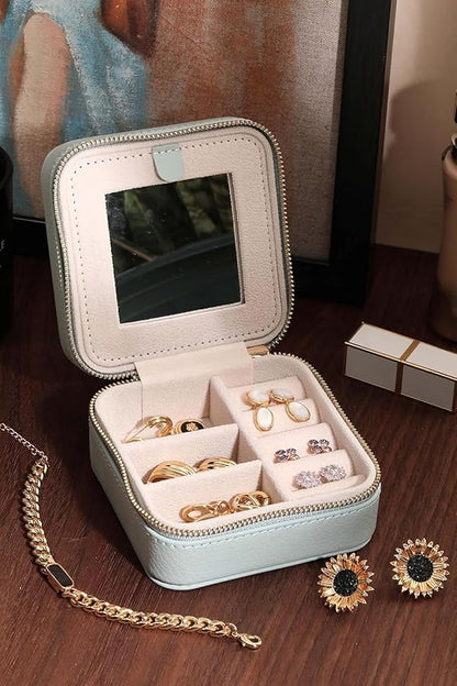 S.Leaf Travel Jewelry Organizer Boxes for Women Small Portable Necklace Earrings Bracelet Rings Travel Case Best Friend Birthday Gifts for Women Trendy (Butterfly_Hazeblue_Gold)