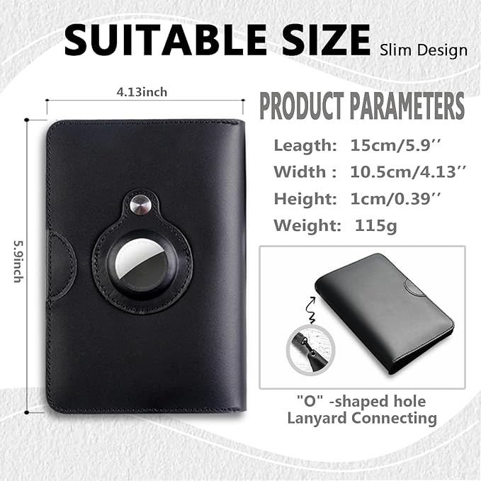 Leather Passport Holder for Travel - Passport Wallets with AirTag Slot, 5 Card Slots & Secure Button Closure, Durable Passport Cover for Men & Women - Crazy Horse Leather(5.9'' x 4.13'')