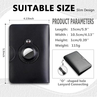 Leather Passport Holder for Travel - Passport Wallets with AirTag Slot, 5 Card Slots & Secure Button Closure, Durable Passport Cover for Men & Women - Crazy Horse Leather(5.9'' x 4.13'')