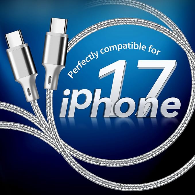 USB C to USB C Charger Cable, 5 Pack [3/3/6/6/10ft] Type C Fast Charging Cord High Data & Transfer Wire Compatible for iPhone 17/16/15 Plus/Pro Max iPad Pro Air Ps5 Controller Samsung Galaxy(Gray)