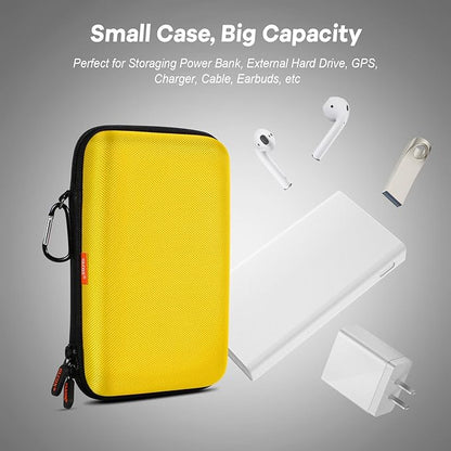 Bright Yellow Hard Shell Electronic Organizer Carrying Case - Shockproof Large Storage Case for Hard Drive, Phone, Power Bank, Charger, Earbuds - Zipper Pouch Gadget Bag for Business, Travel