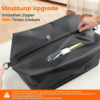 Vacuum Travel Bags with Pump, 2 Pack 34L Space Saver Vacuum Compression Bags for Travel Luggage Suitcase Backpack, Waterproof & Reusable Vacuum Packing Cubes for Clothing (2PCS + Pump)