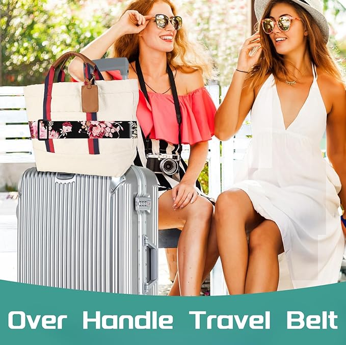 Slohif Luggage Straps for Suitcases Travel Belt Accessories Luggage Connector Identifiers Over Handle with Buckle Unique Nylon Adjustable Strap for Sleeping Bag Car Seat Black(2 Pack)