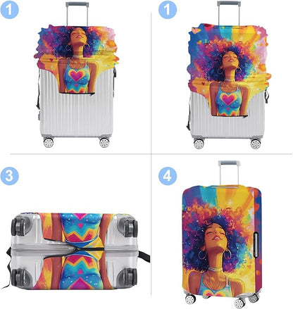 Luggage Cover Washable Suitcase Protector Anti-scratch Suitcase cover Fits 20-34 Inch Luggage (Girl-1, L(28-30inch suitcase))