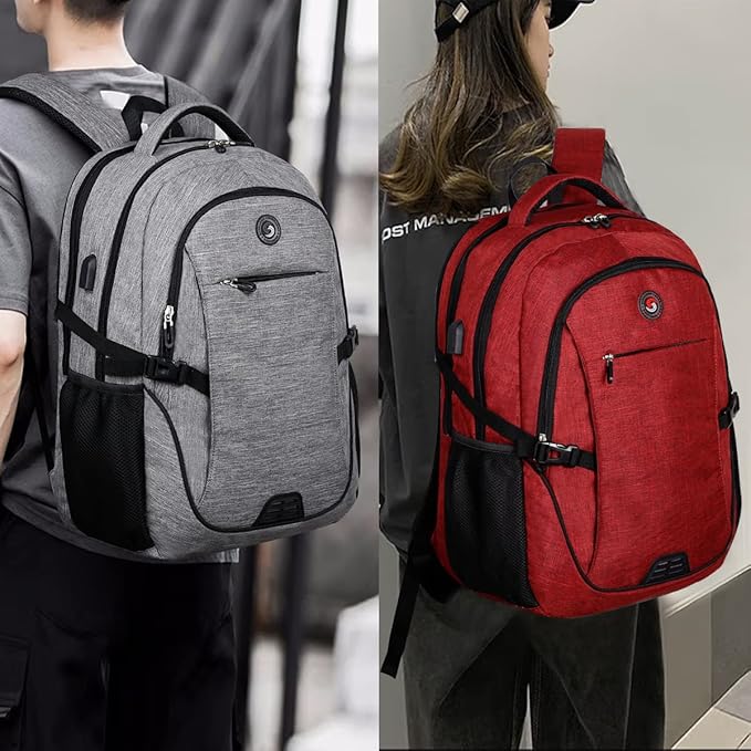 SHRRADOO Anti Theft Laptop Backpack Travel Backpacks with usb Charging Port for Women Men High School College Backpack Computer Bag Fits 17 Inch Laptop,Red