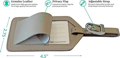 Personalized Monogrammed Taupe Leather RFID Passport Wallet and Luggage Tag