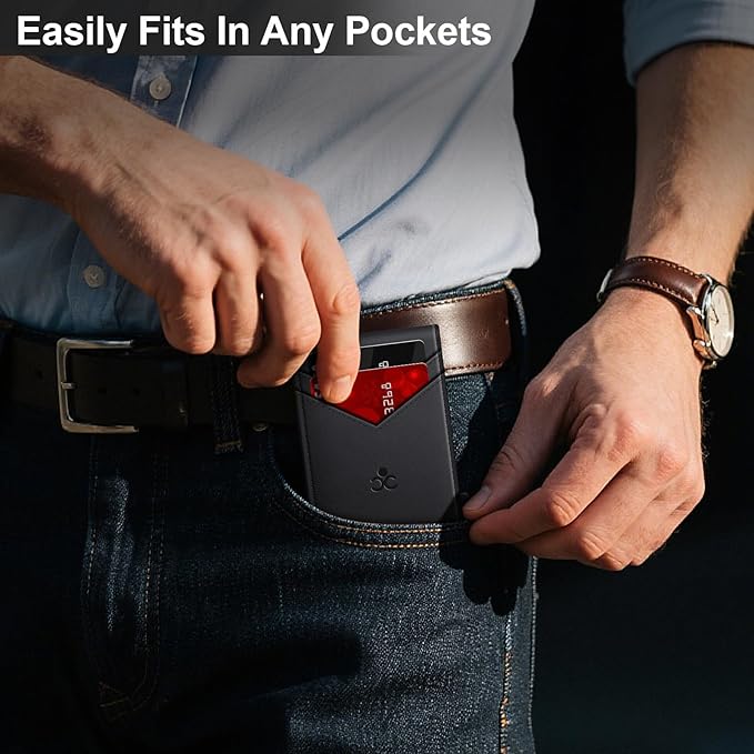 Wallet for Men Wallet with Slim Pop Up Card Holder for 12-14 Cards, RFID Blocking Bifold Minimalist Smart Wallet, Credit Card Holder with ID Window & Cash Slot, Compact Metal Card Case, Gifts for Men