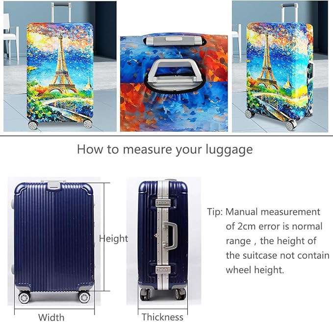 fancyfree Luggage Cover Washable Suitcase Protector Anti-scratch Suitcase cover (Dreamy Paris, L(25"-28" luggage))