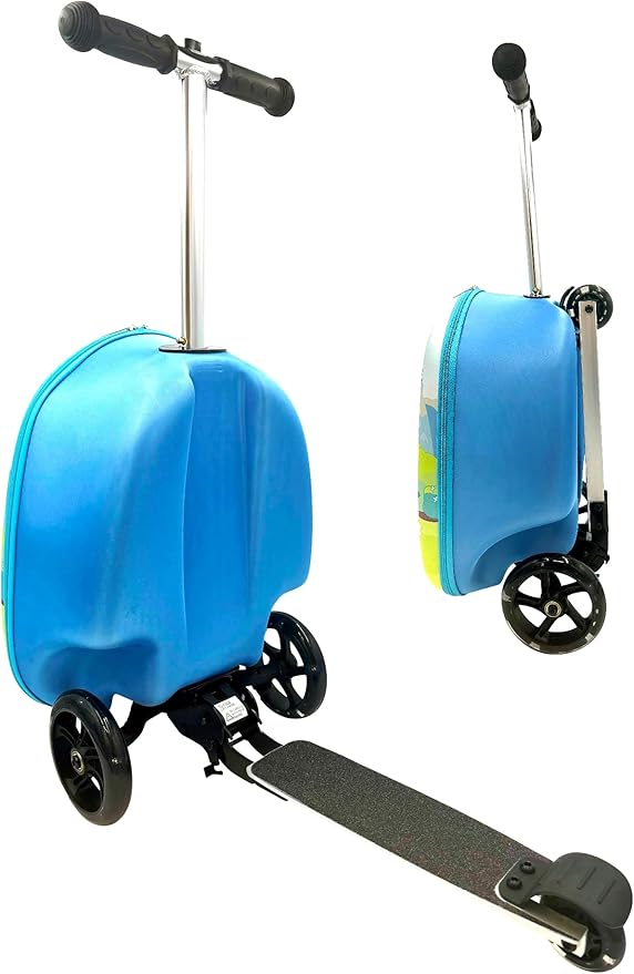 Fast Forward Kid’s Licensed 18" Ride-On Suitcase Scooter - Lightweight Carry-On Foldable Scooter Luggage