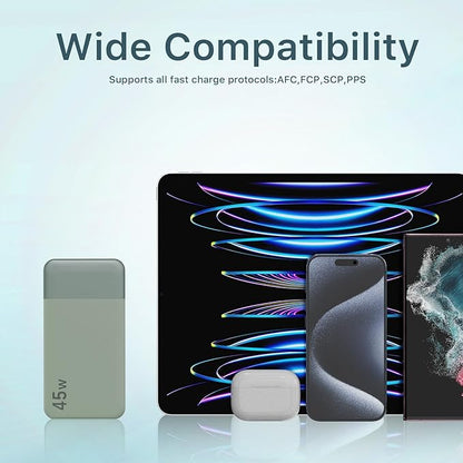 NOBIS Portable Charger, 20000mAh Power Bank, 45W Power Bank Fast Charging, Battery Pack with C to C Cable, Battery Bank with Digital Display for iPhone Android Laptop etc(Green)