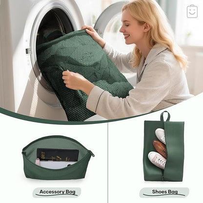 Veken 9/11 Set Compression Packing Cubes for Travel Essentials,Compressible Expandable Large Luggage Suitcase Organizer Bags for Clothing,Durable Space Saver Storage Bags(Dark Green)