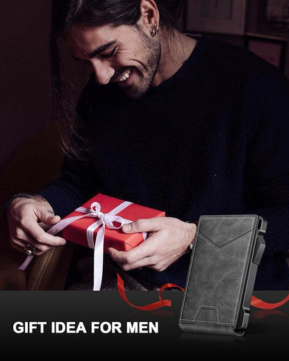 Wallet for Men RFID Wallet with 2 ID Windows & Money Clip, Slim Pop Up Card Holder for 10-12 Cards, Bifold Minimalist Smart Wallet for Front Pocket, Compact Metal Credit Card Holder, Gifts for Men