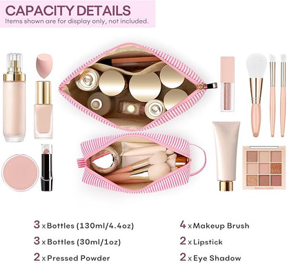 2 PCS Initial Makeup Bags for Women: Cosmetic Bag for Travel Toiletry - Birthday Gifts for 11 12 13 14 15 16 17 18 Years Old Girl Graduation Teacher Gift- Teen Girl Gifts Trendy Stuff - Pink Z