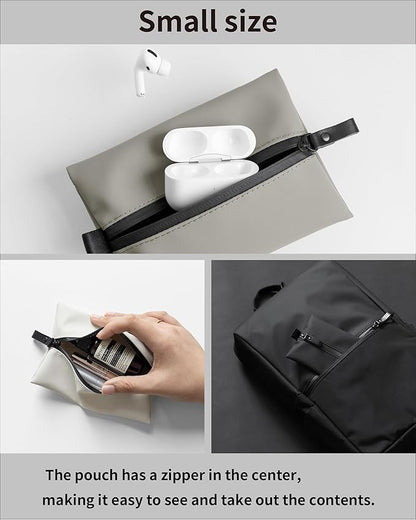 Water-Resistant Zipper Pouch, Made in Japan, Compact Organizer for Cords & Essentials, Multipurpose Bag for Cosmetics, Travel Accessories & Toiletries, Eco & Durable Materials, TOFTPOUCH, Small, Gray