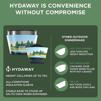 HYDAWAY 1.5-Cup Collapsible Insulated Bowl with Lid - BPA-Free, Leak-Resistant, and Ultra-Compact for Travel, Camping & Everyday Meals