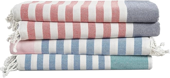 LANE LINEN Oversized Beach Towels 4 Pack - Extra Large, Absorbent & Quick Dry, No Sand, Pool Towels for Adults, 39"x71" - Multi