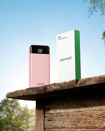 Charmast Portable Charger with Built in Cables, Power Bank with Cords Wires, Slim 10000mAh Travel Battery Pack 6 Outputs 3 Inputs 3A Fast Charging for Samsung Google Pixel LG Moto iPhone iPad