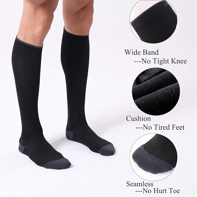 FITRELL 3 Pairs Compression Socks for Women and Men 20-30mmHg-Circulation Support Socks