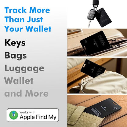 Wallet Tracker Card w/Wireless Charging [Apple MFi Certified] Rechargeable Thin Wallet Finder w/Find My (iOS Only), Item Finder for Luggage Tags, GPS Bluetooth Tracking, 80-100dB Alert