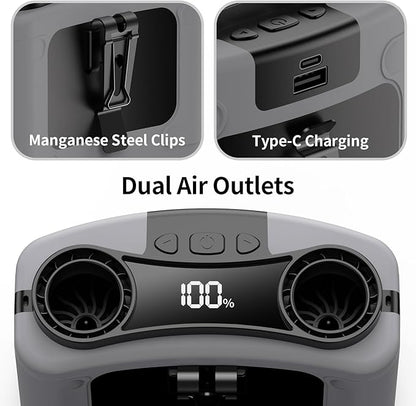 Socool 20000mAh Portable Waist Fan Clip on Wearable Belt Personal Fans Rechargeable Battery Operated, 40H Cooling Fan with 10 Speeds & Dual Motors, Neck Fans Hanging Hands-Free for Outdoor Travel