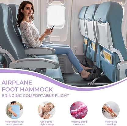 Babenest Airplane Foot Hammock, Foldable Leg Rest Support with Adjustment Nylon Strap and Thicken Bottom, Portable Under Desk Flight Footrest Holder in Air Travel, Office & Car