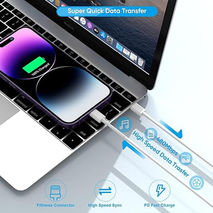 [Apple MFi Certified]Fast iPhone 14 Charger 3Pack,10FT USB C to Lightning Charging Cord with Fast USB Type C Charger Adapter for iPhone 14/14 Pro Max/13 Pro/13/12 Mini/12 Pro Max/11Pro Max/Xs and iPad