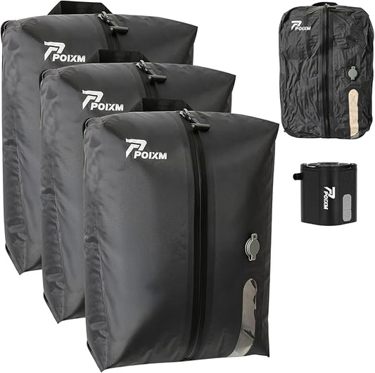 Vacuum Bags for Travel with Pump, Reusable Space Saver Bag, IP67 Waterproof Vacuum Packing Cubes for Travel Suitcases and Backpack (3PC + PUMP)