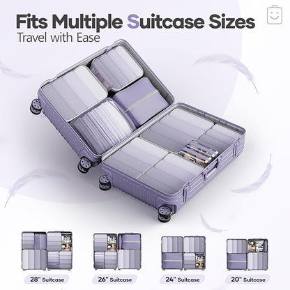 Veken 11 Set Compression Packing Cubes for Travel Essentials,Compressible Expandable Large Luggage Suitcase Organizer Bags for Clothing,Durable Space Saver Storage Bags with Toiletry Bags(Purple Gray)