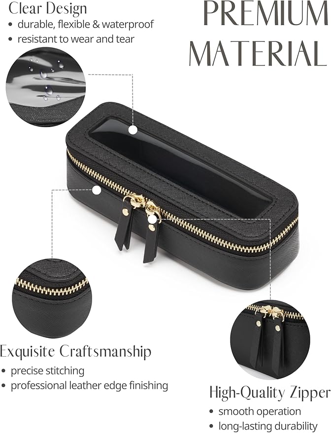 Popvibe Clear Makeup Bag Travel Cosmetic Case Transparent Toiletry Bag with Zipper, Portable Make Up Organizer Traveling Compact Car Bag for Essentials