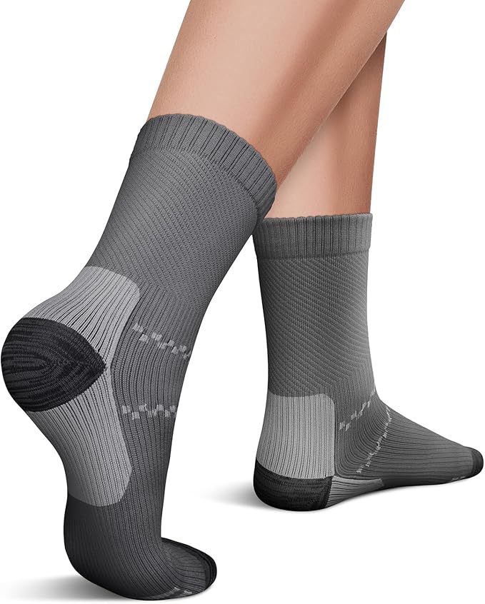 CHARMKING 6 Pairs Crew Compression Socks for Women & Men Circulation 15-20 mmHg is Best for All Day Wear Running Nurse