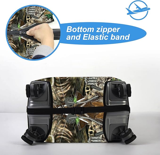 Luggage Cover Protector for 30-32 Inch Suitcases, TSA Approved Elastic Travel Suitcase Covers, Anti-Scratch Washable Luggage Sleeve for Carry On & Checked Bags, Camouflage Huntsman
