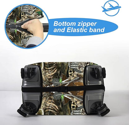 Luggage Cover Protector for 30-32 Inch Suitcases, TSA Approved Elastic Travel Suitcase Covers, Anti-Scratch Washable Luggage Sleeve for Carry On & Checked Bags, Camouflage Huntsman