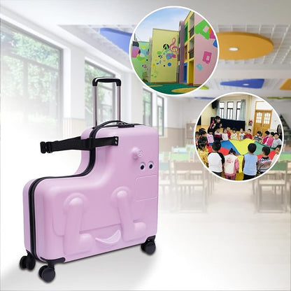 CNCEST 24" Kid's Ride-on Travel Suitcase, Rolling Carry Trolley Luggage with Password Lock, Children's Ride On Trolley Gift (22.4X11.8X23.6")