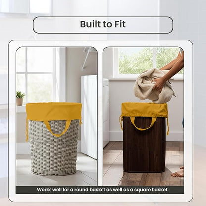 LFH Home Cotton Canvas Large Laundry Bag with Handle, Heavy Duty Drawstring Closure Washable Laundry Bags, School Travel, Home, Hotel, College Dorm, Organizer Sack, Toys Clothes 28x40-Yellow