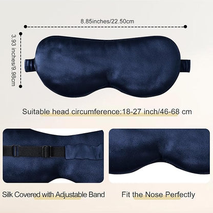 ZIMASILK Adjustable 100% 22 Momme Mulberry Silk Sleep Mask for Sleeping, Filled with Premium Mulberry Silk, Softest & Breathable Eye Sleeping Mask (Navy Blue)