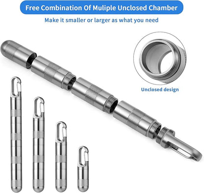 TISUR Keychain Pill Holder, Small Titanium Pill Case,Travel Pill Box Container,Variable Lengths Portable Pill Organizer Waterproof Metal Case Bottle(Gray Titanium XL-4.4inch)