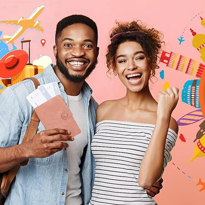 Leather Passport Holder for Travel, RFID Passport Wallet with Zipper Pocket, Passport Covers with Pen Holder, Travel Wallets Essentials Aesthetic Cute Passport Sleeve for Women Men(Pink)