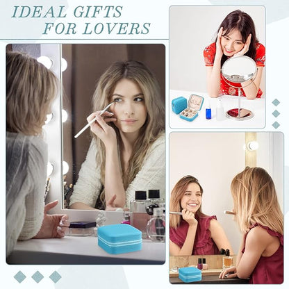 Yinkin 12 Pcs Mini Travel Jewelry Case Bridesmaid Proposal Gift Boxes, Small PU Leather Earring Organizer, Bulk Travel Accessories Portable Jewelry Holder(Royal Blue)