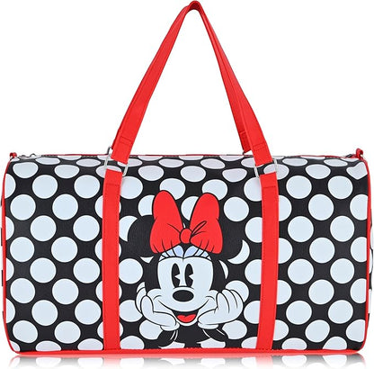 Disney Minnie Mouse Travel Duffle - Classic Premium 16 Inch Leather Overnight Weekender for Women & Men