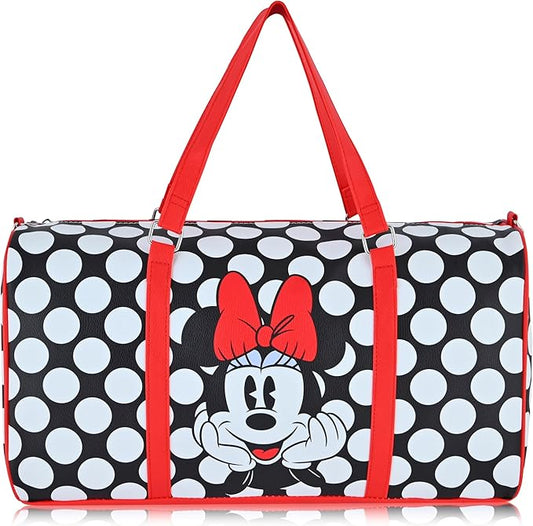 Disney Minnie Mouse Travel Duffle - Classic Premium 16 Inch Leather Overnight Weekender for Women & Men