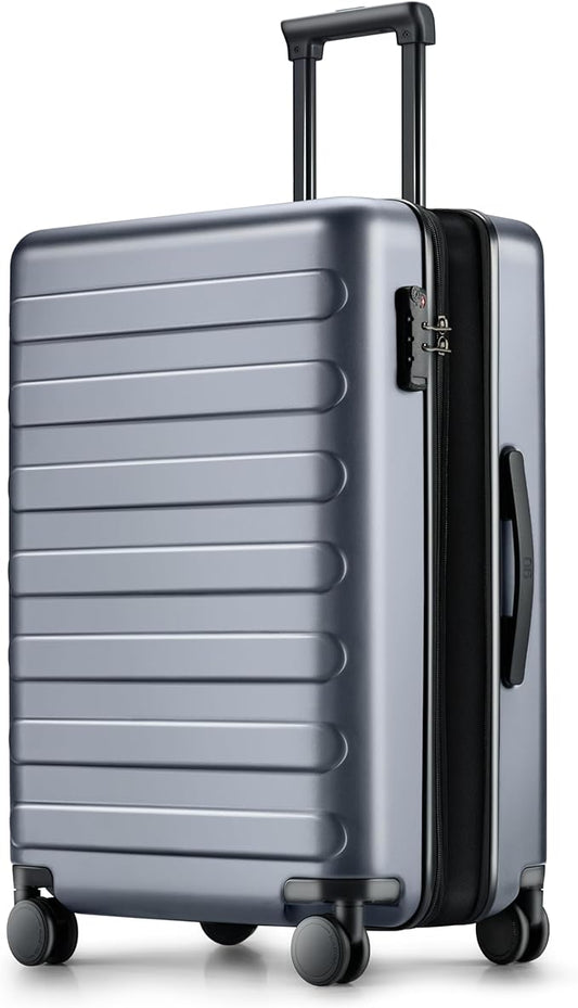 NINETYGO Medium Checked Luggage 24 Inch, Checking In Luggage with Smooth Spinner Wheels, Expandable, Hard Shell PC Suitcase, Lightweight Travel Luggage, TSA Approved (Grey, Rhine Max)