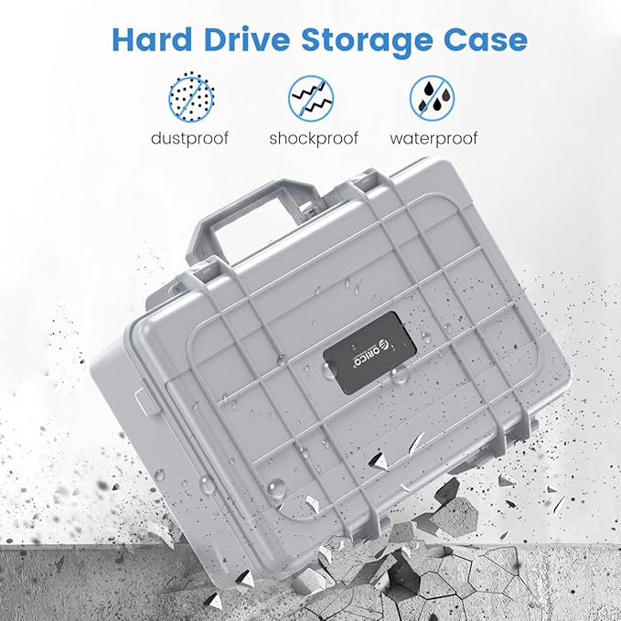 ORICO Hard Drive Case 3.5inch 20-Bay HDD/SSD Multi-Protection Storage Suitcase with Foam Hard Case Shockproof Anti-Static MoistureProof Carrying Box-PSC L20