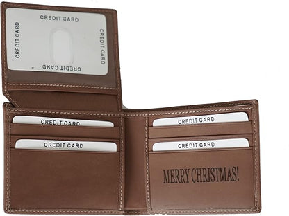 Custom Wallets For Men, Personalized Gifts For Men, Personalized Wallet For Men, Customized Engraved Full Grain Leather with RFID Blocking, Custom Gifts, Customized Wallets For Fathers Day, (Brown)